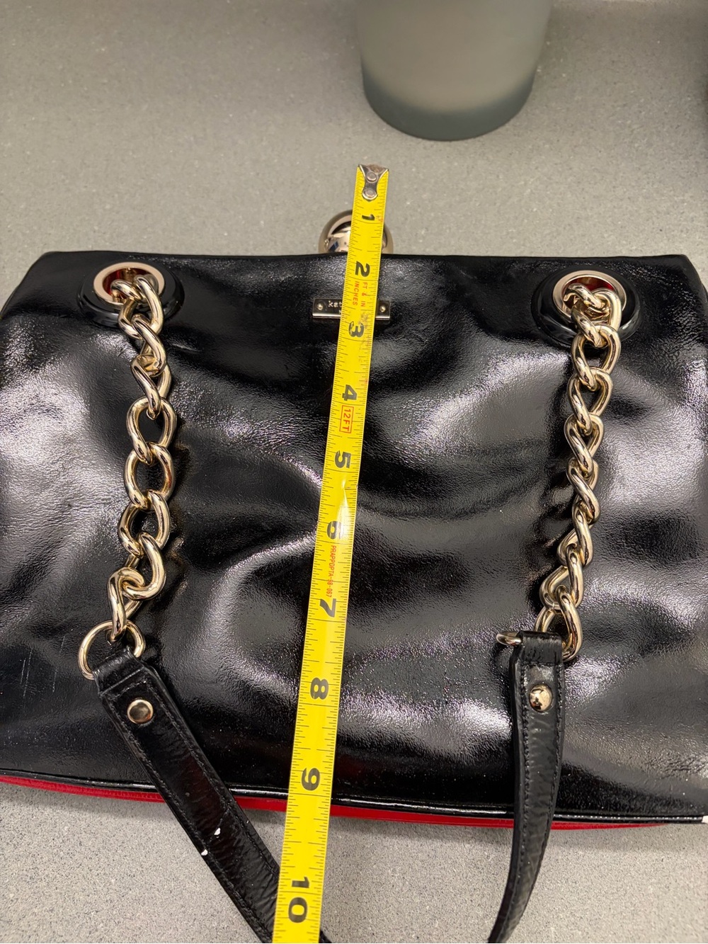 kate spade Black Patent Leather Shoulder Bag with Gold Hardware - Picture 7 of 10